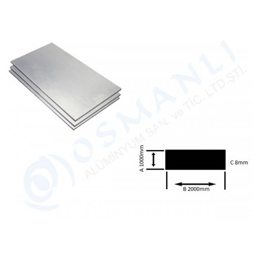 Alüminyum Levha 1000mm X 2000mm X 8mm Alüminyum Levha 1000mm X 2000mm X 8mm