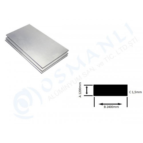 Alüminyum Levha 1200mm X 2400mm X 1,5mm Alüminyum Levha 1200mm X 2400mm X 1,5mm