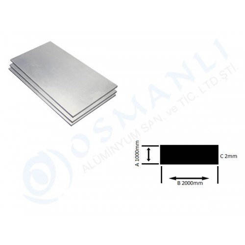 Alüminyum Levha 1000mm X 2000mm X 2mm Alüminyum Levha 1000mm X 2000mm X 2mm